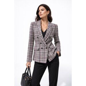 Ann Taylor Plaid Blazer - Black, White, Gray